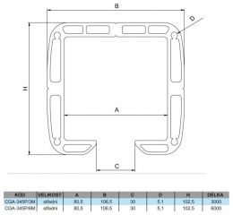 Hliníkový profil CGA-345P-6m