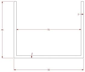 U profil 45x55x45x2 mm pro okenicový profil P113