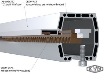 Hliníkový C profil KVN 95x100mm, délka 6 m
