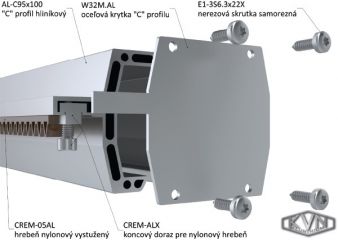 Hliníkový C profil KVN 95x100mm, délka 6 m