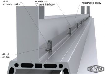 Hliníkový C profil KVN 95x100mm, délka 6 m