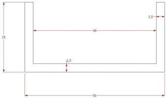 U profil 25x50x25x2 mm pro okenicový profil P113