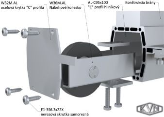 Hliníkový C profil KVN 95x100mm, délka 3 m