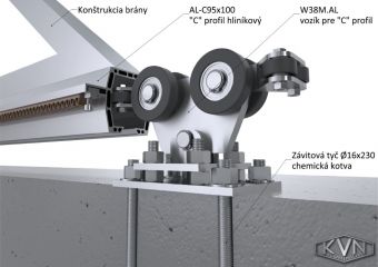 Set samonosné hliníkové brány do průjezdu 4,5 m /150 kg