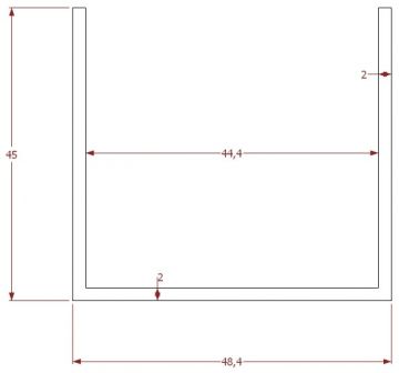 U profil 48,4x45x2 mm pro okenicový profil P105, RAL 7016 jemná struktura (ANTRACIT)