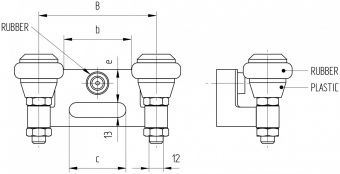 Horní doraz Zn pro profil šířky 40 mm s gumovými rolnami