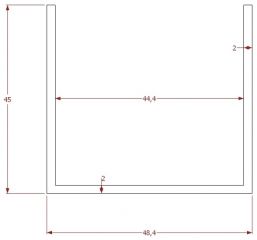 U profil 48,4x45x2 mm pro P105, RAL 7016 jemná struktura (ANTRACIT)